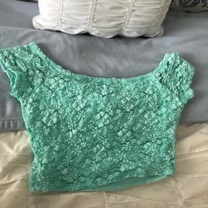 Lace Bardot crop top